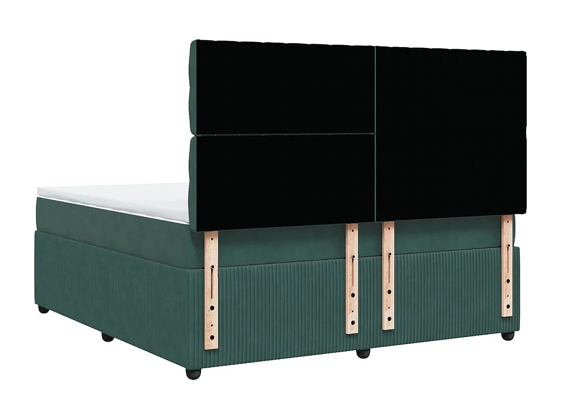 Cama box spring con colchón terciopelo verde oscuro 180x200 cm
