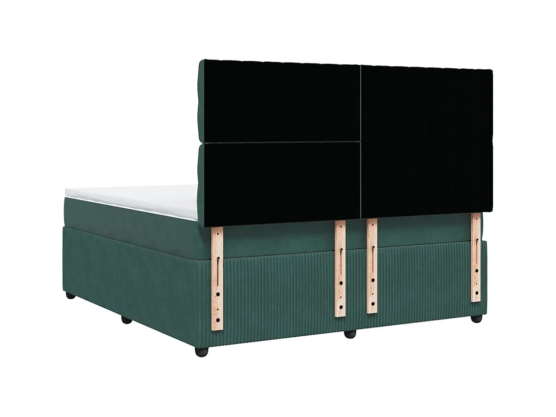 Cama com molas/colchão 180x200 cm veludo verde-escuro