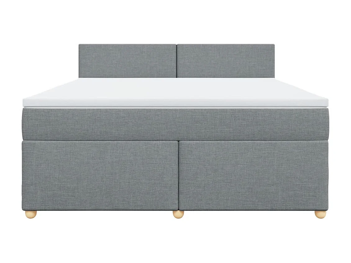 Cama box spring con colchón tela gris claro 180x200 cm
