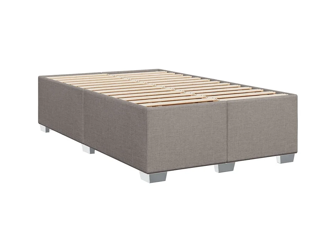 Cama box spring con colchón tela gris taupe 120x190 cm