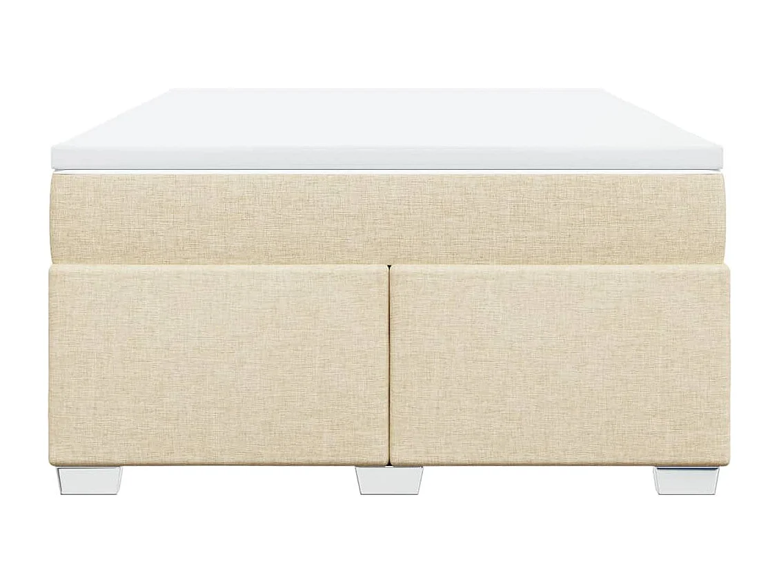 Cama box spring con colchón tela color crema 160x200 cm