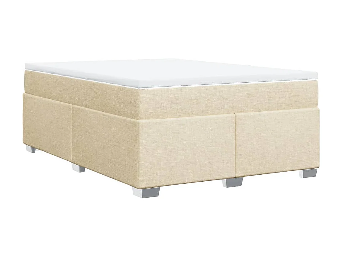 Cama box spring con colchón tela color crema 160x200 cm