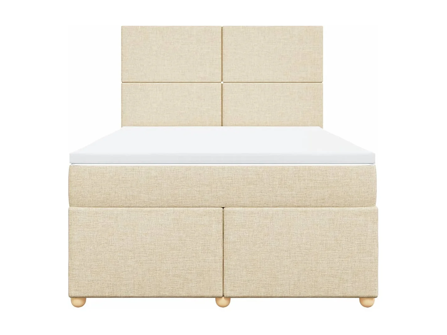 Cama box spring con colchón tela color crema 160x200 cm