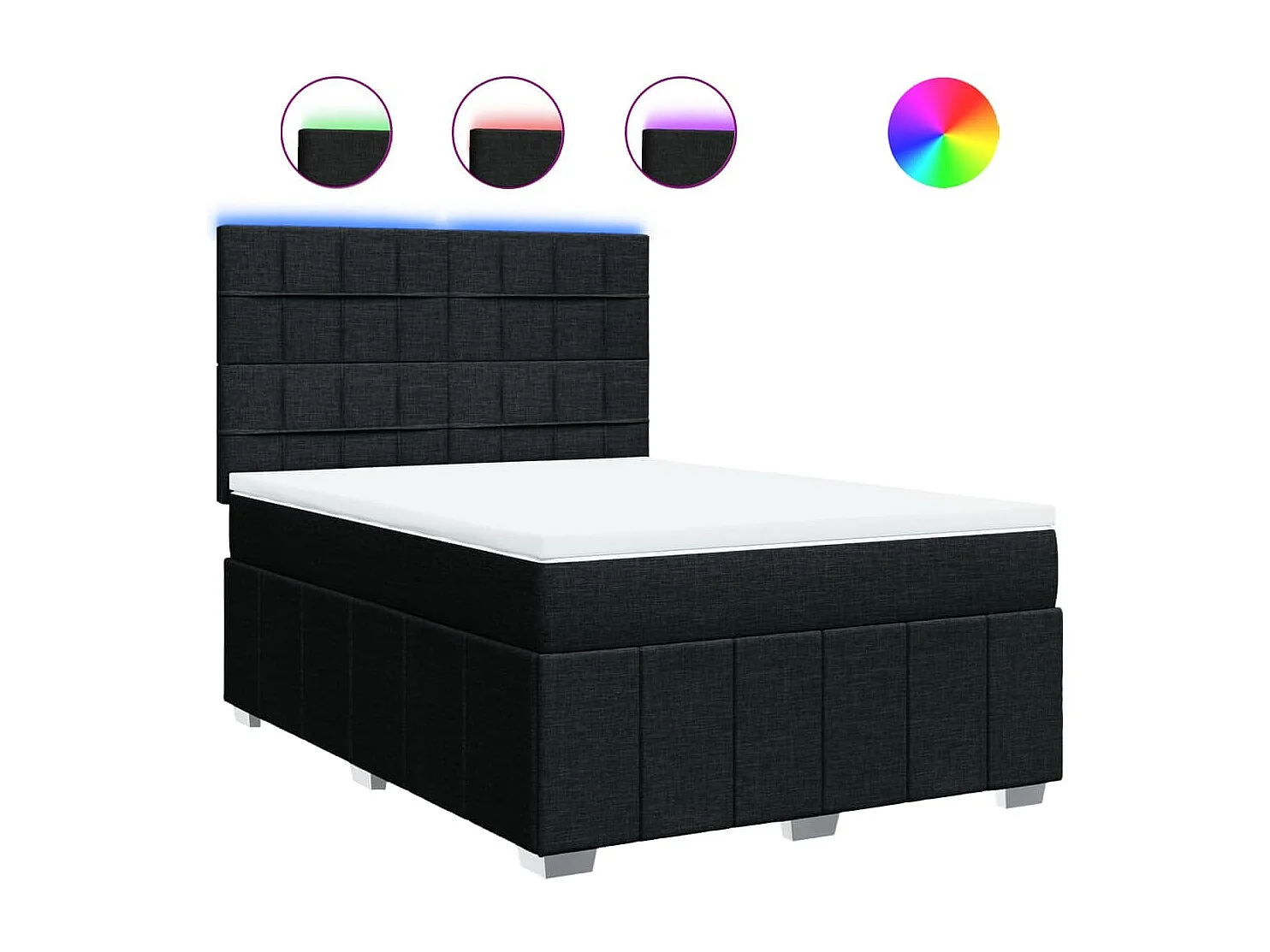 Sommier à lattes de lit avec matelas Noir 160x200 cm Tissu