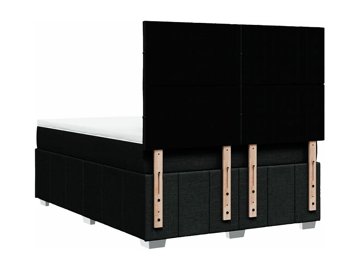 Sommier à lattes de lit avec matelas Noir 160x200 cm Tissu