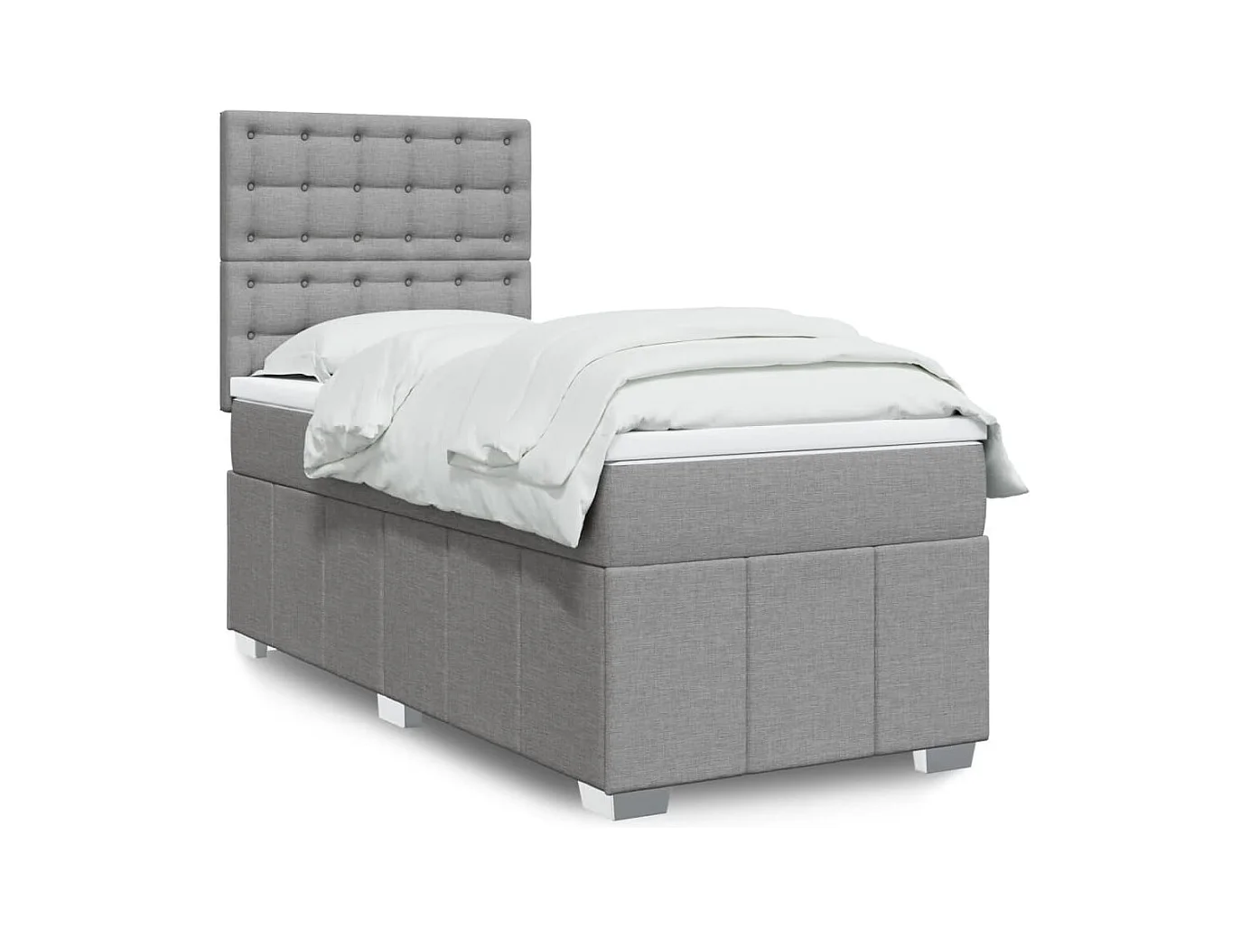 Sommier à lattes de lit avec matelas Gris clair 90x200 cm Tissu