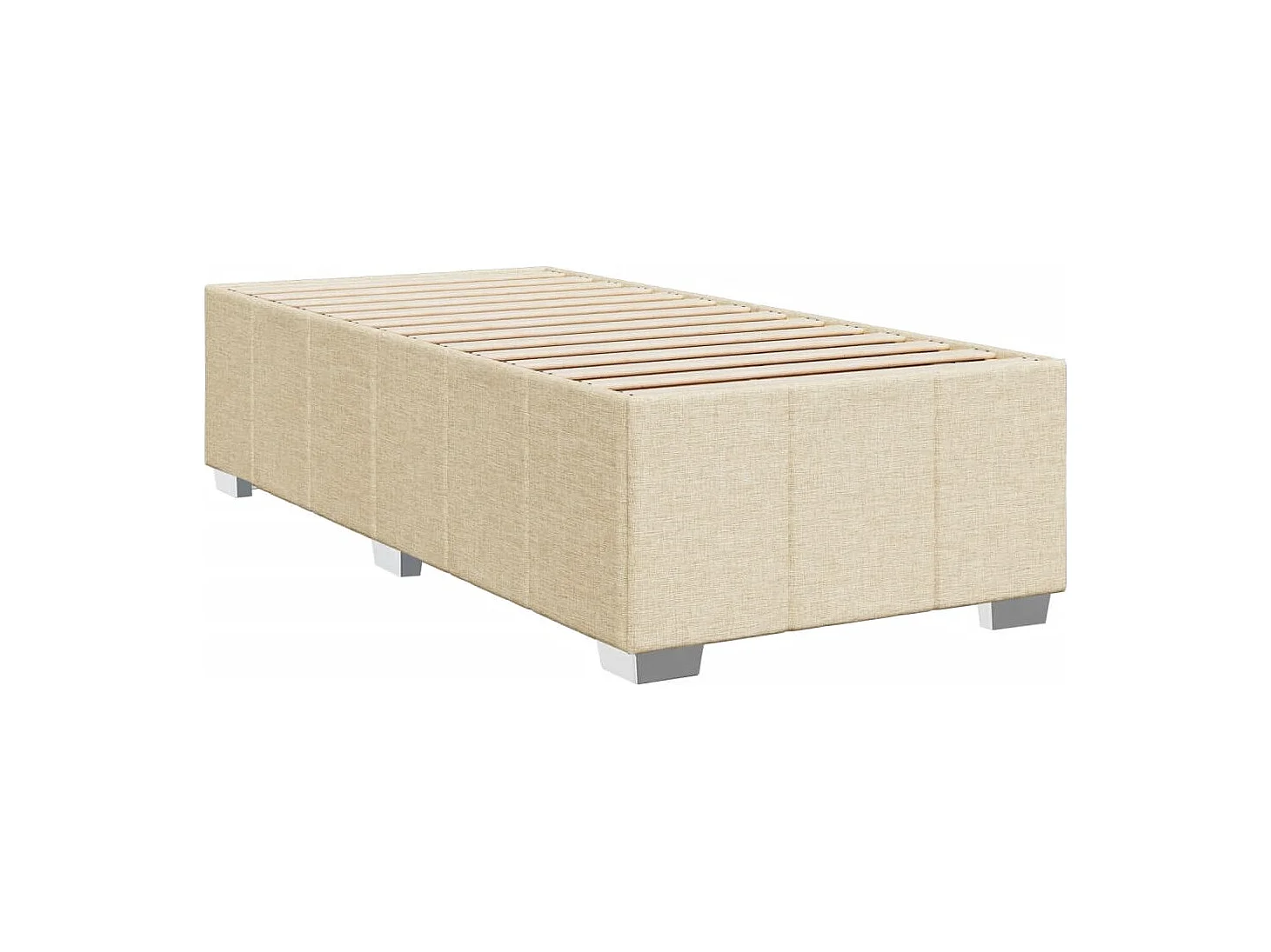 Cama box spring con colchón tela color crema 80x200 cm