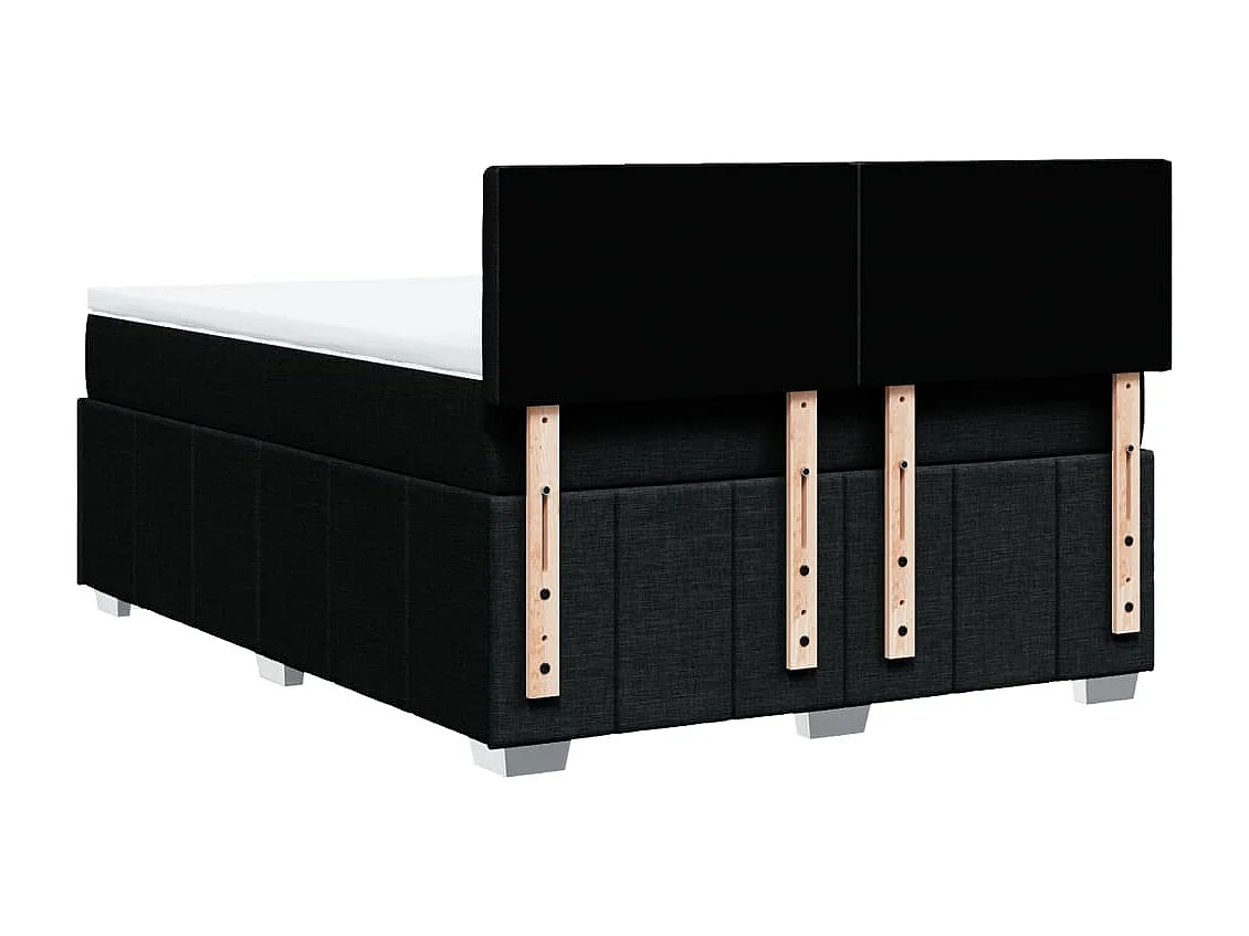Cama box spring con colchón tela negro 160x200 cm