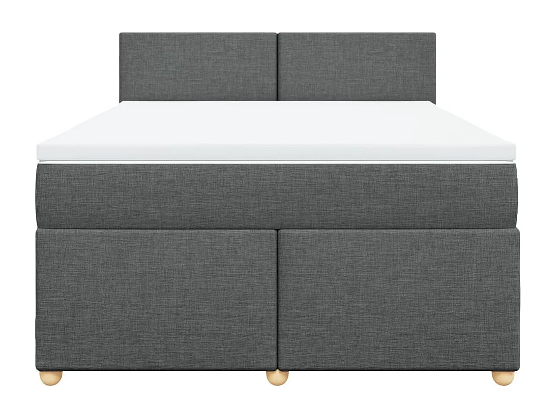 Cama box spring con colchón tela gris oscuro 140x200 cm