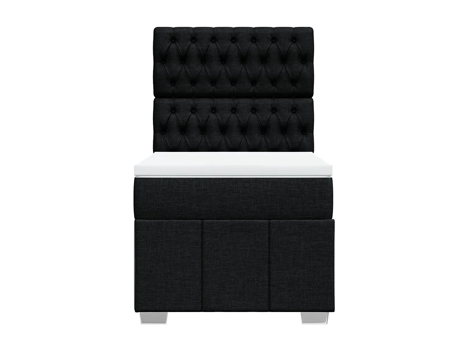 Cama box spring con colchón tela negro 90x200 cm