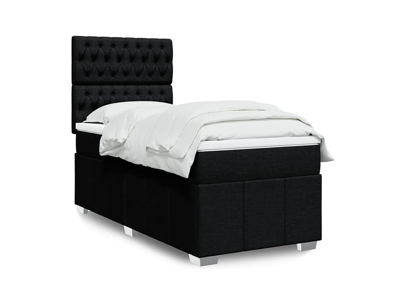 Sommier à lattes de lit avec matelas Noir 90x200 cm Tissu