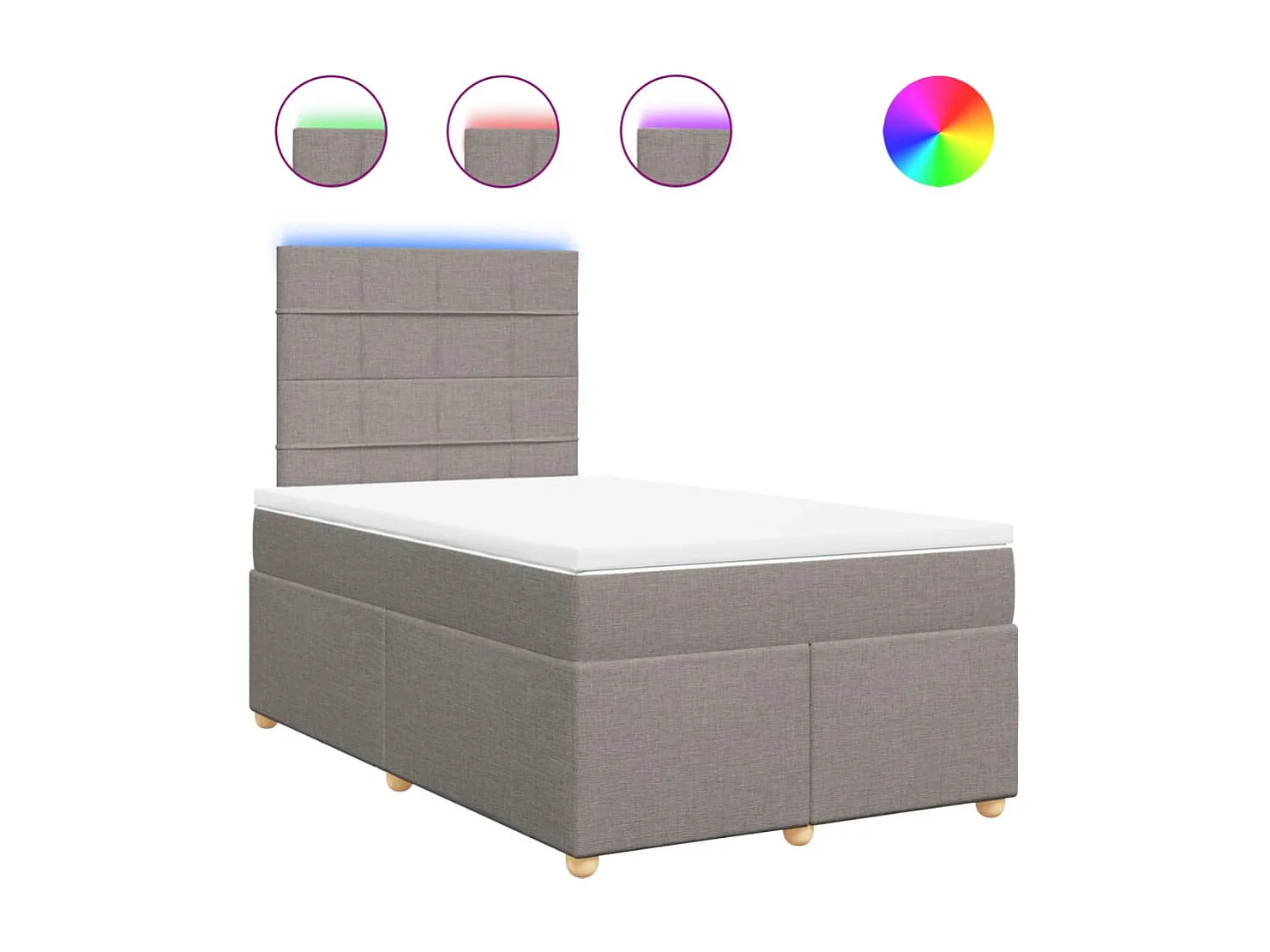 Sommier à lattes de lit avec matelas Taupe 120x200 cm Tissu