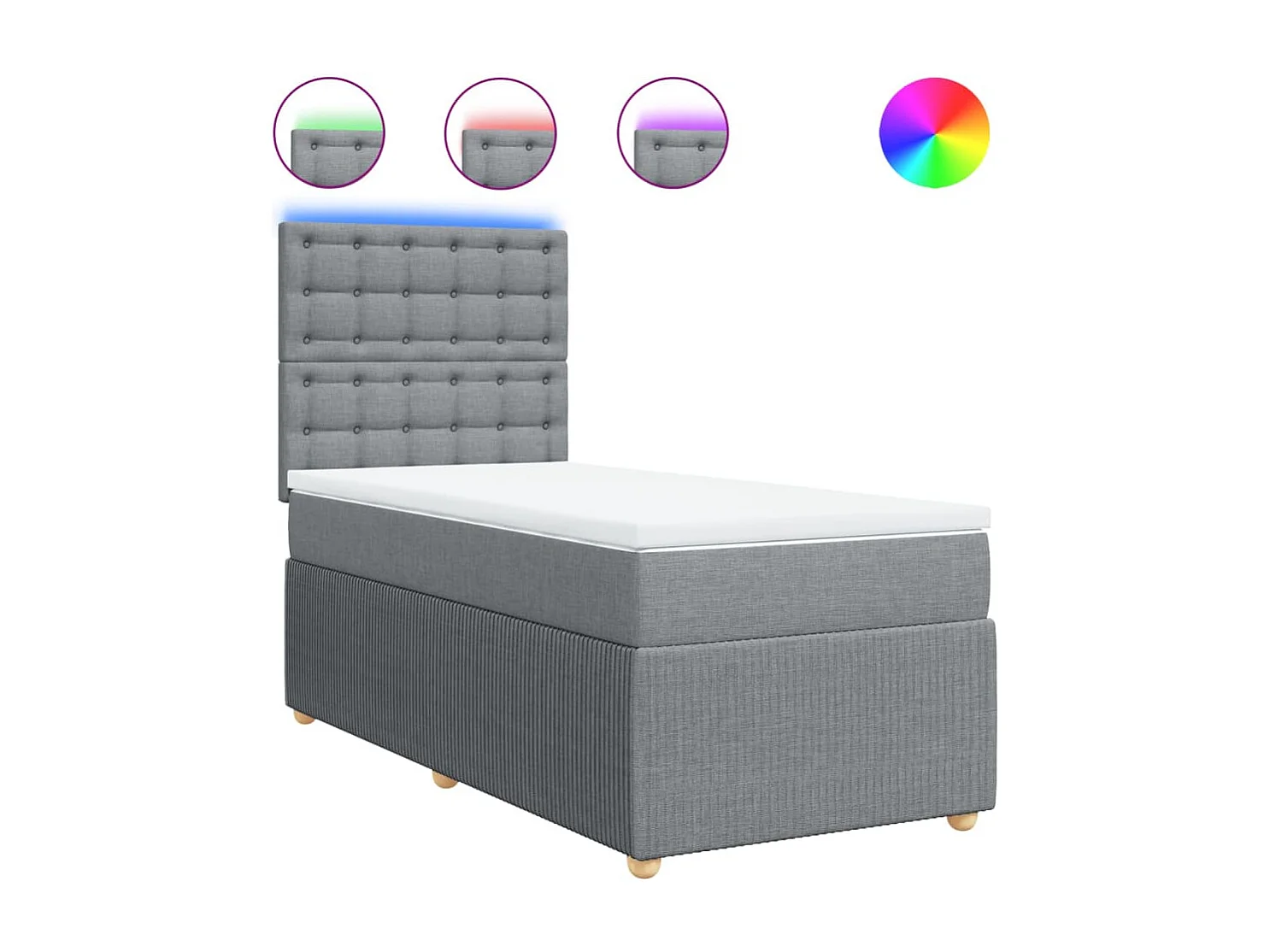 Boxspring met matras stof lichtgrijs 80x200 cm