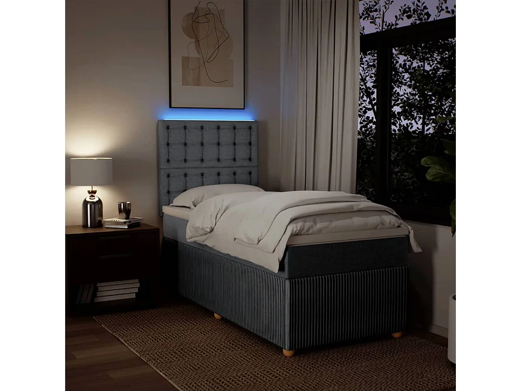 Sommier à lattes de lit avec matelas gris clair 80x200 cm tissu