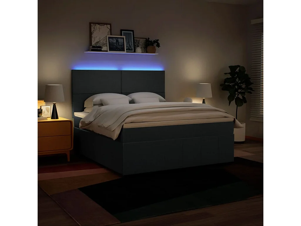 Sommier à lattes de lit avec matelas Bleu 180x200 cm Tissu