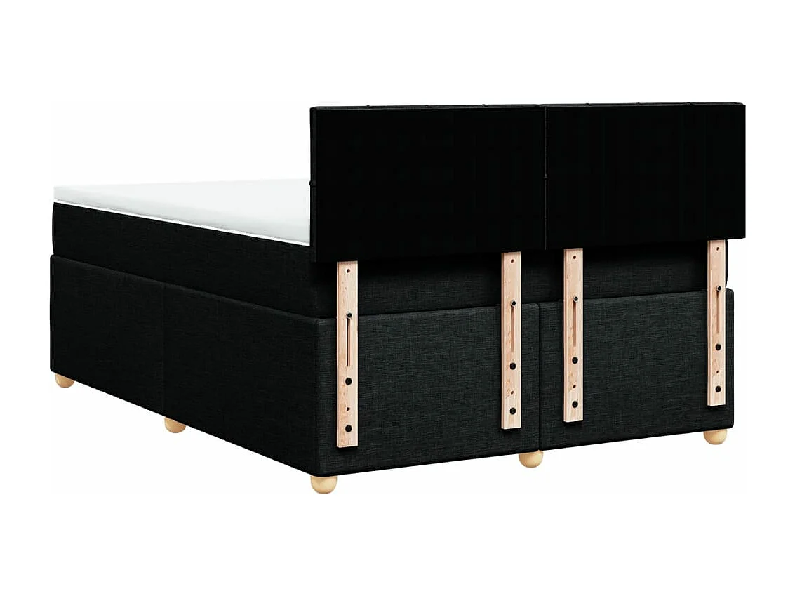 Cama box spring con colchón tela negro 160x200 cm