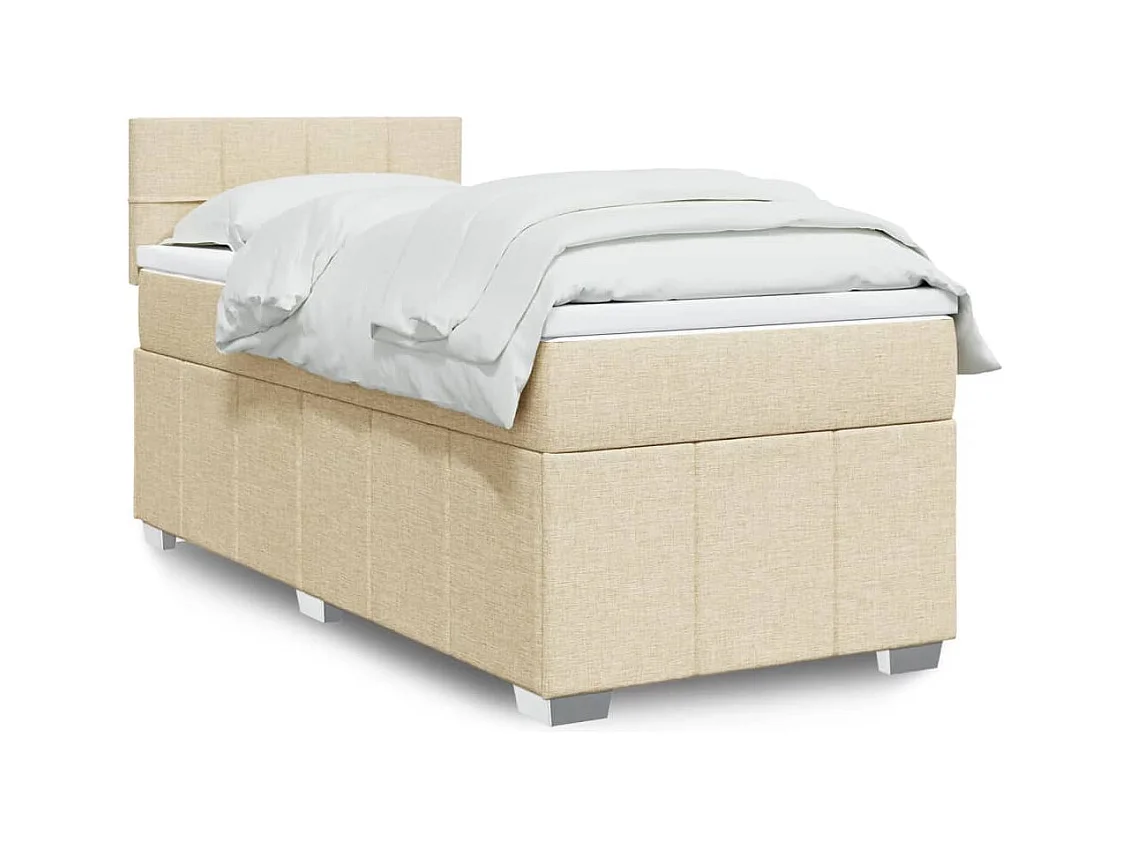 Sommier à lattes de lit et matelas Crème 90x190 cm Tissu