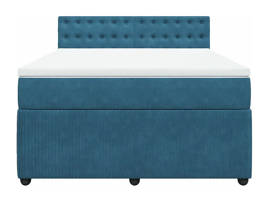 Cama box spring con colchón terciopelo azul 160x200 cm
