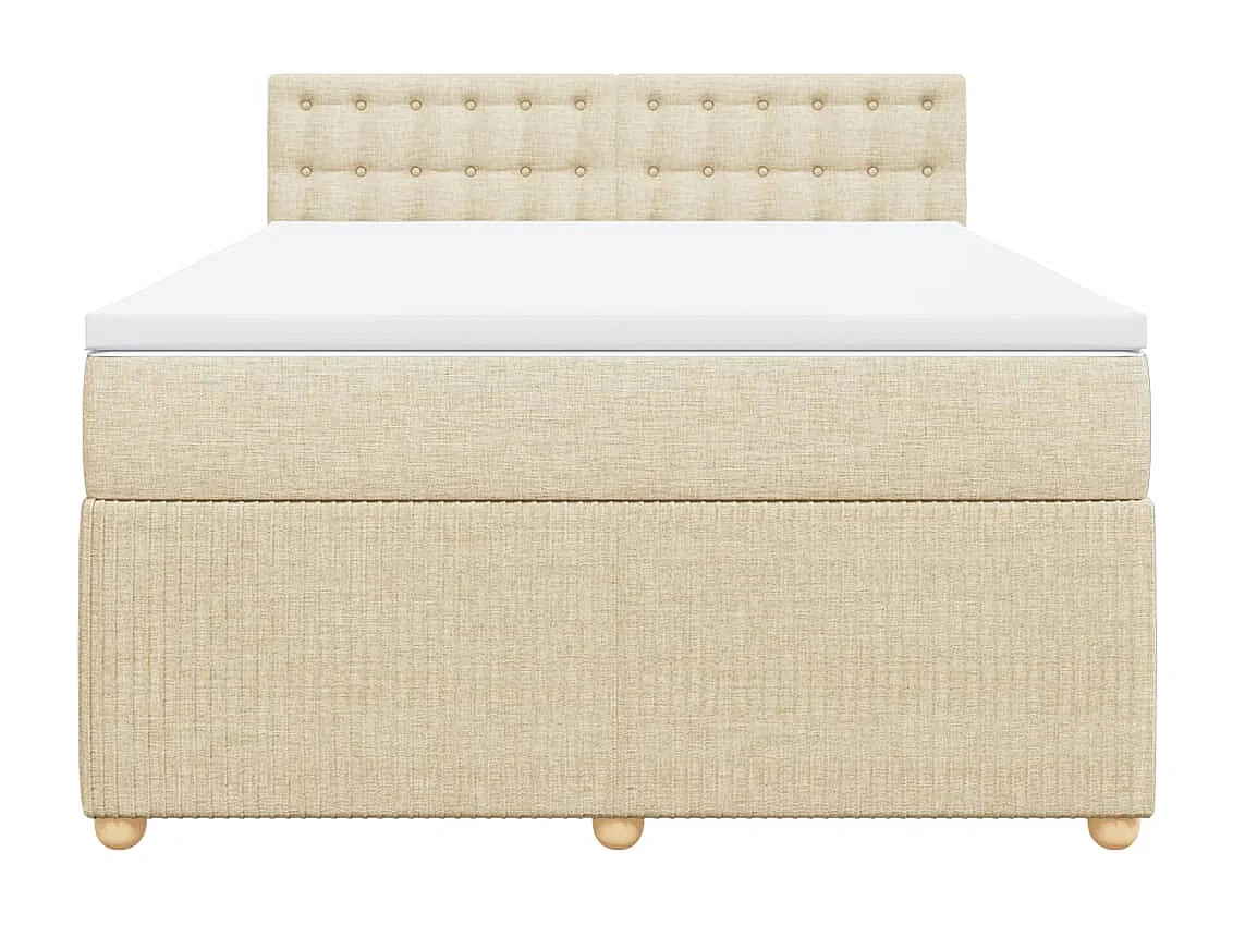 Cama com molas/colchão 160x200 cm tecido cor creme
