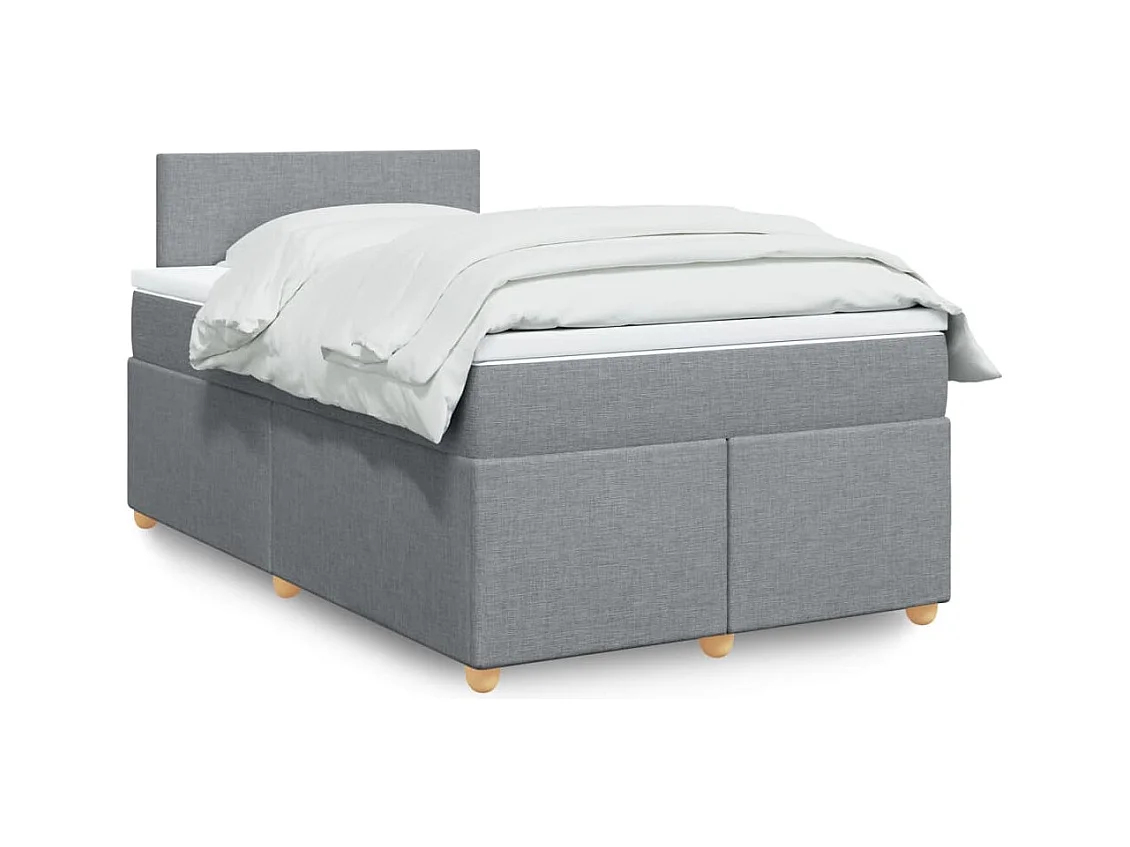 Sommier à lattes de lit et matelas gris clair 120x190 cm tissu