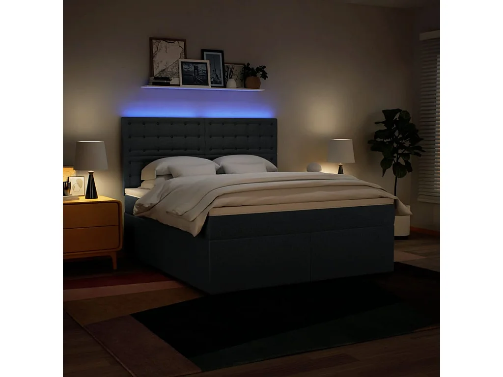 Sommier à lattes de lit avec matelas Bleu 180x200 cm Tissu