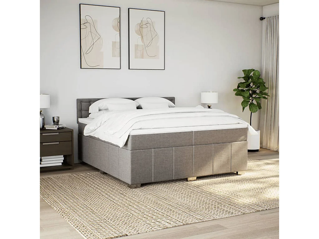 Sommier à lattes de lit avec matelas Taupe 200x200 cm Tissu