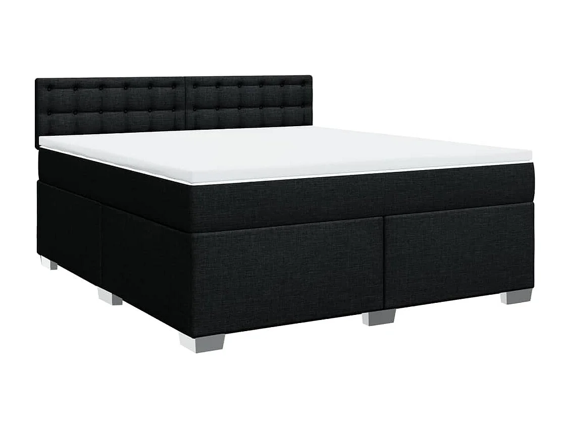 Cama box spring con colchón tela negro 180x200 cm