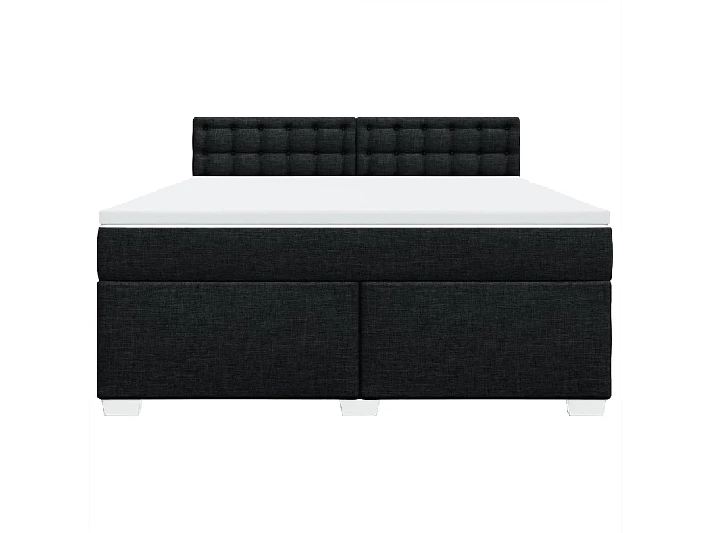 Cama box spring con colchón tela negro 180x200 cm