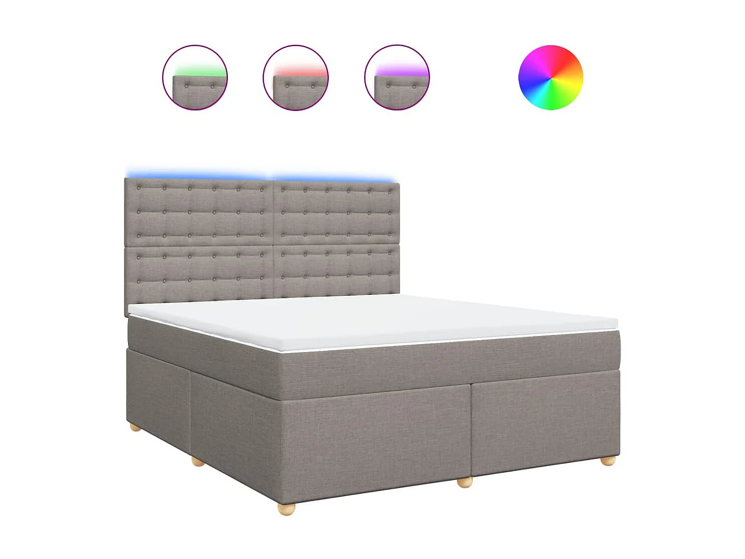 Cama box spring con colchón tela gris taupe 180x200 cm