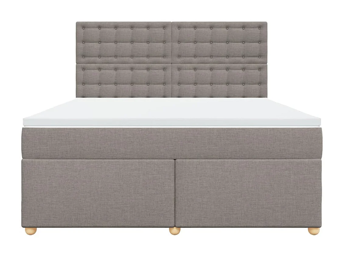 Cama box spring con colchón tela gris taupe 180x200 cm