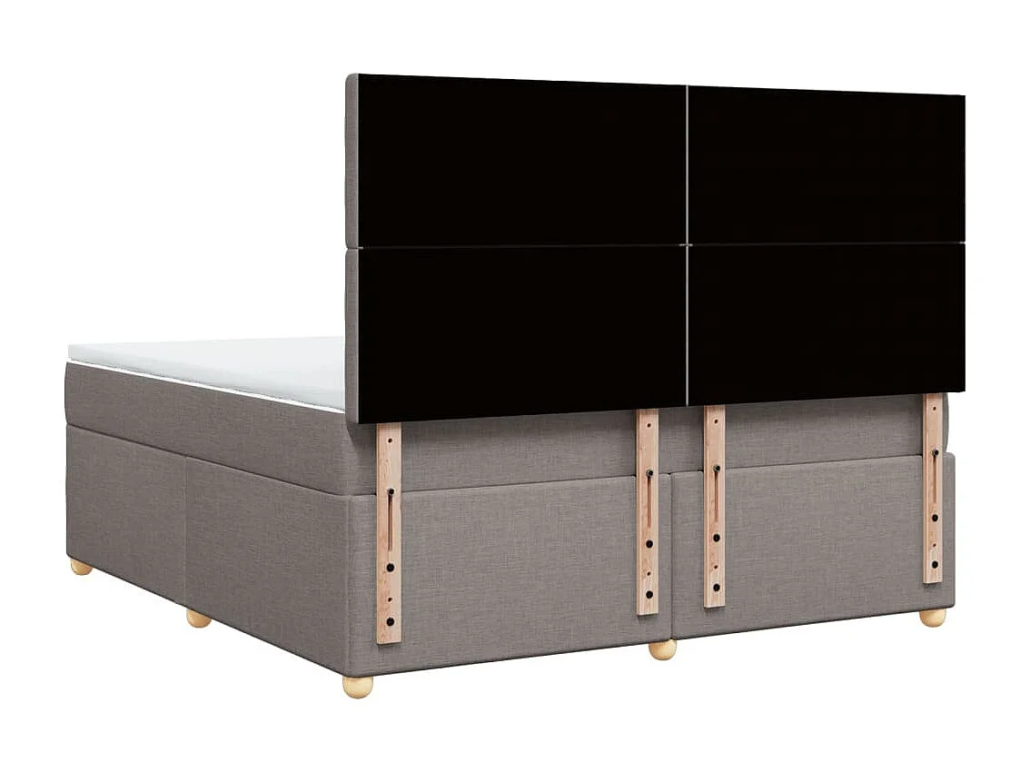 Cama box spring con colchón tela gris taupe 180x200 cm