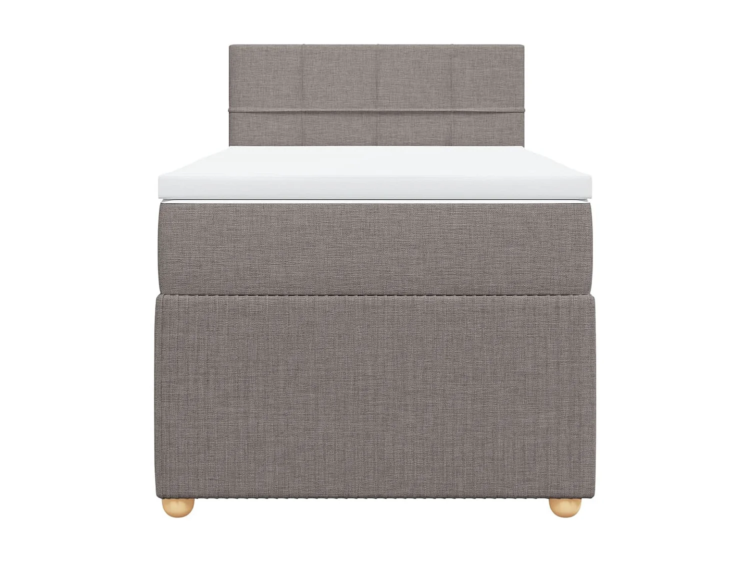 Cama box spring con colchón tela gris taupe 80x200 cm