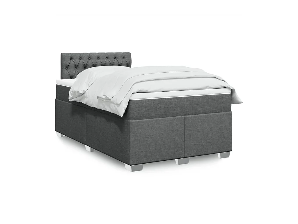 Cama boxspring com colchão 120x190 cm tecido cinzento-escuro