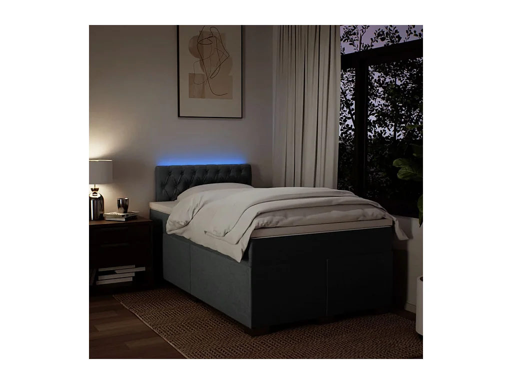 Cama boxspring com colchão 120x190 cm tecido cinzento-escuro