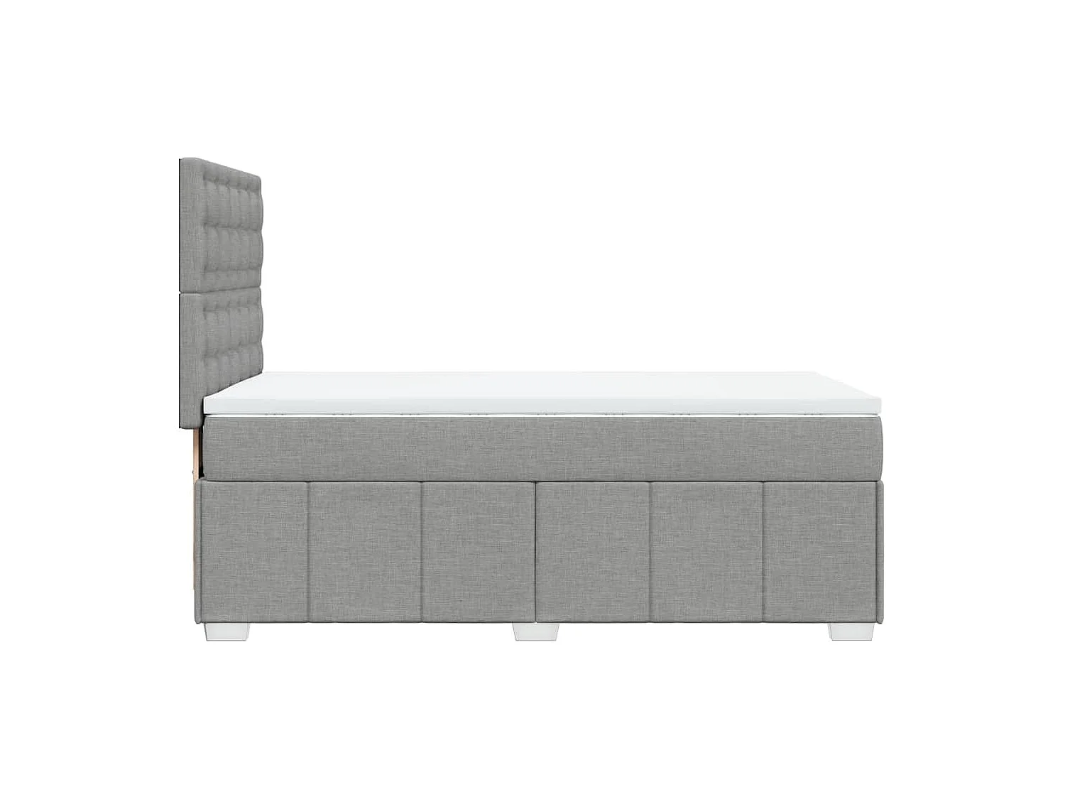 Cama box spring con colchón tela gris claro 90x190 cm