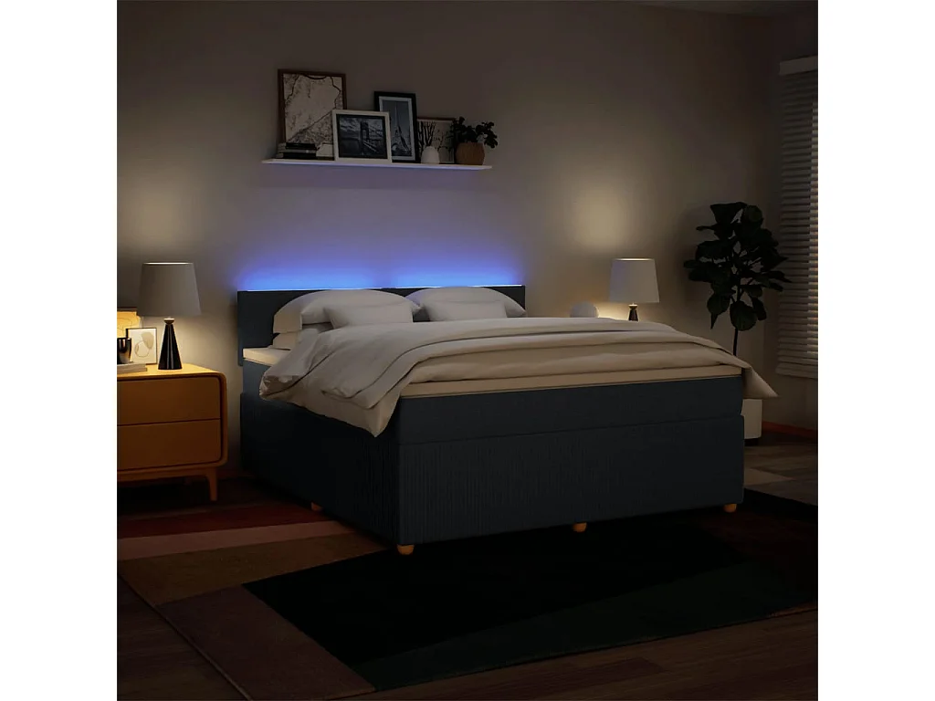 Cama com molas/colchão 180x200 cm tecido azul