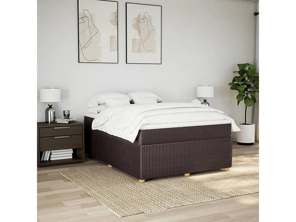 Sommier à lattes de lit avec matelas Marron foncé 140x200 cm