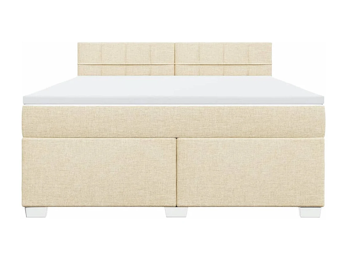 Cama box spring con colchón tela color crema 180x200 cm