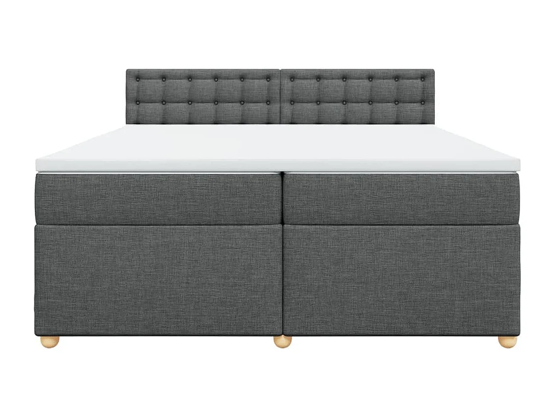 Sommier à lattes de lit avec matelas Gris foncé 200x200cm Tissu