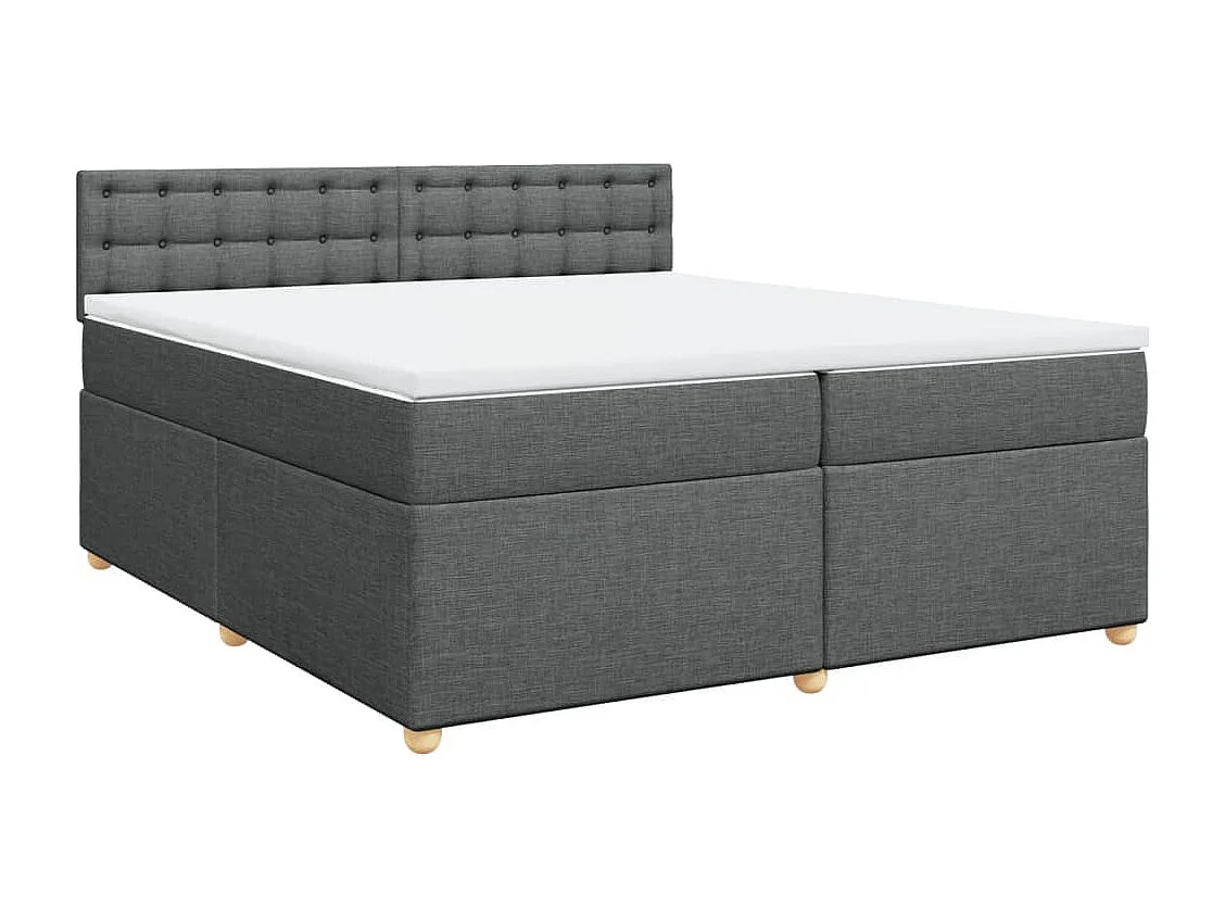 Sommier à lattes de lit avec matelas Gris foncé 200x200cm Tissu