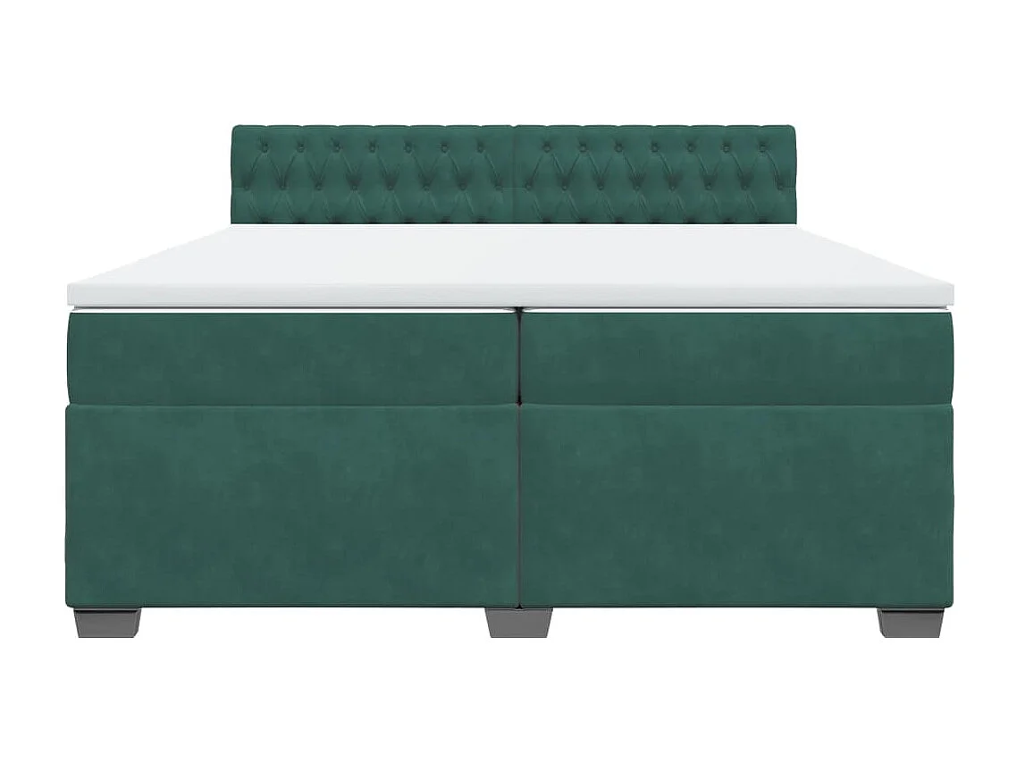 Cama com molas/colchão 200x200 cm veludo verde-escuro