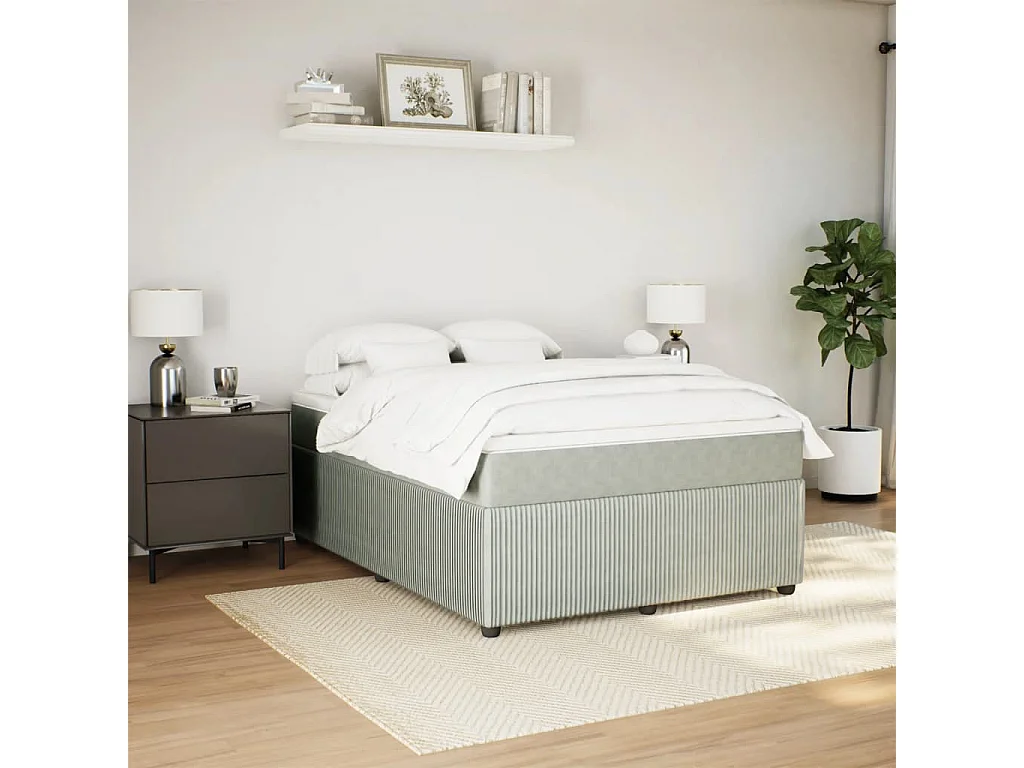 Sommier à lattes de lit et matelas Gris clair 140x190cm Velours