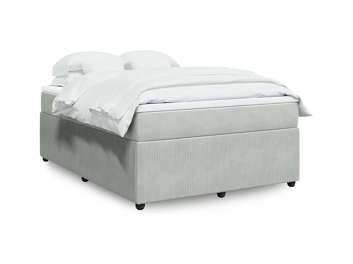 Sommier à lattes de lit et matelas Gris clair 140x190cm Velours