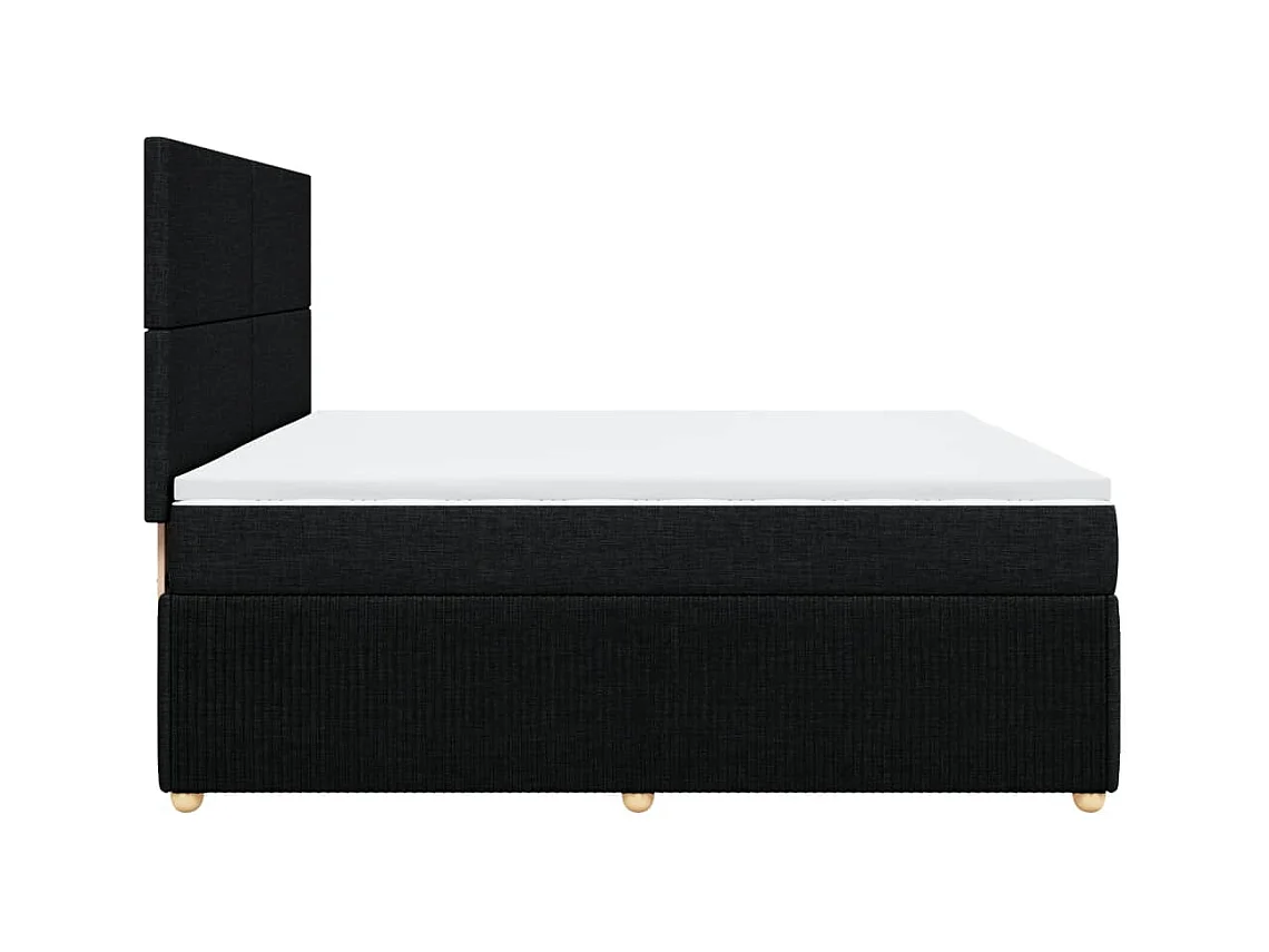 Sommier à lattes de lit avec matelas Noir 200x200 cm Tissu