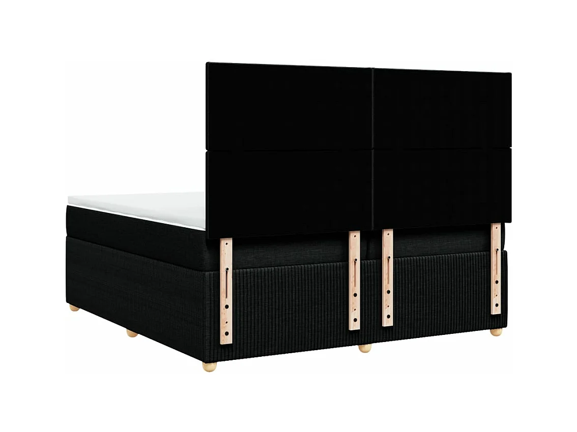 Sommier à lattes de lit avec matelas Noir 200x200 cm Tissu