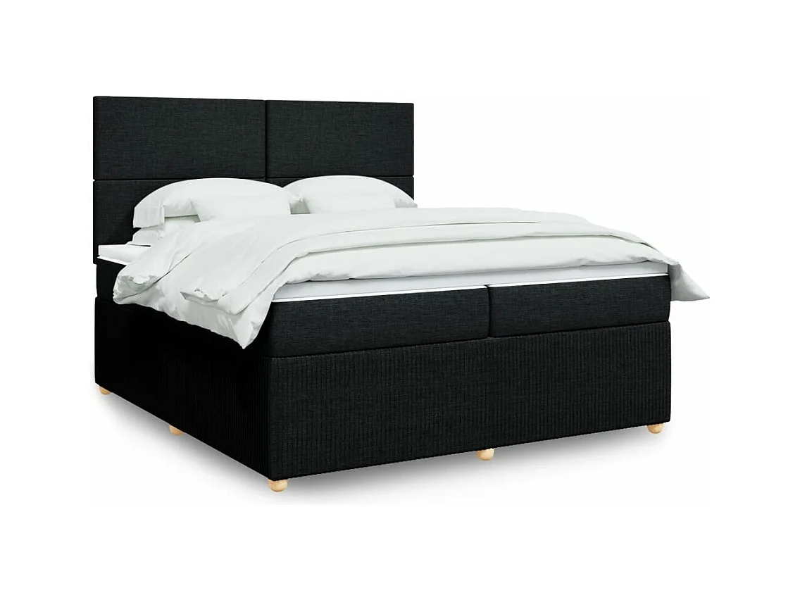 Sommier à lattes de lit avec matelas Noir 200x200 cm Tissu