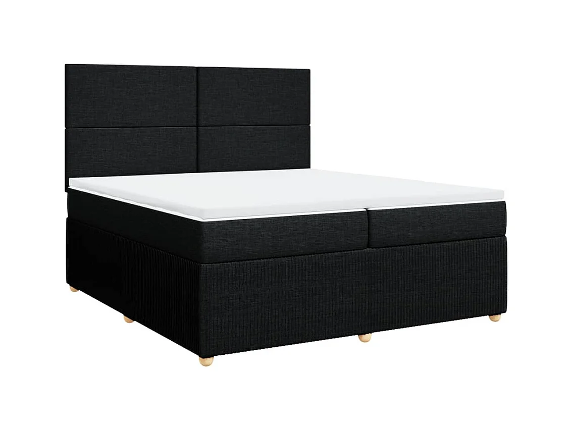 Sommier à lattes de lit avec matelas Noir 200x200 cm Tissu
