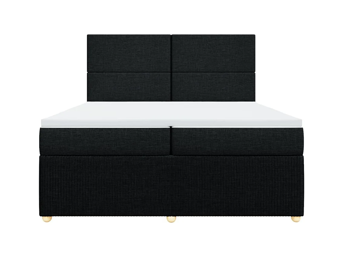 Sommier à lattes de lit avec matelas Noir 200x200 cm Tissu