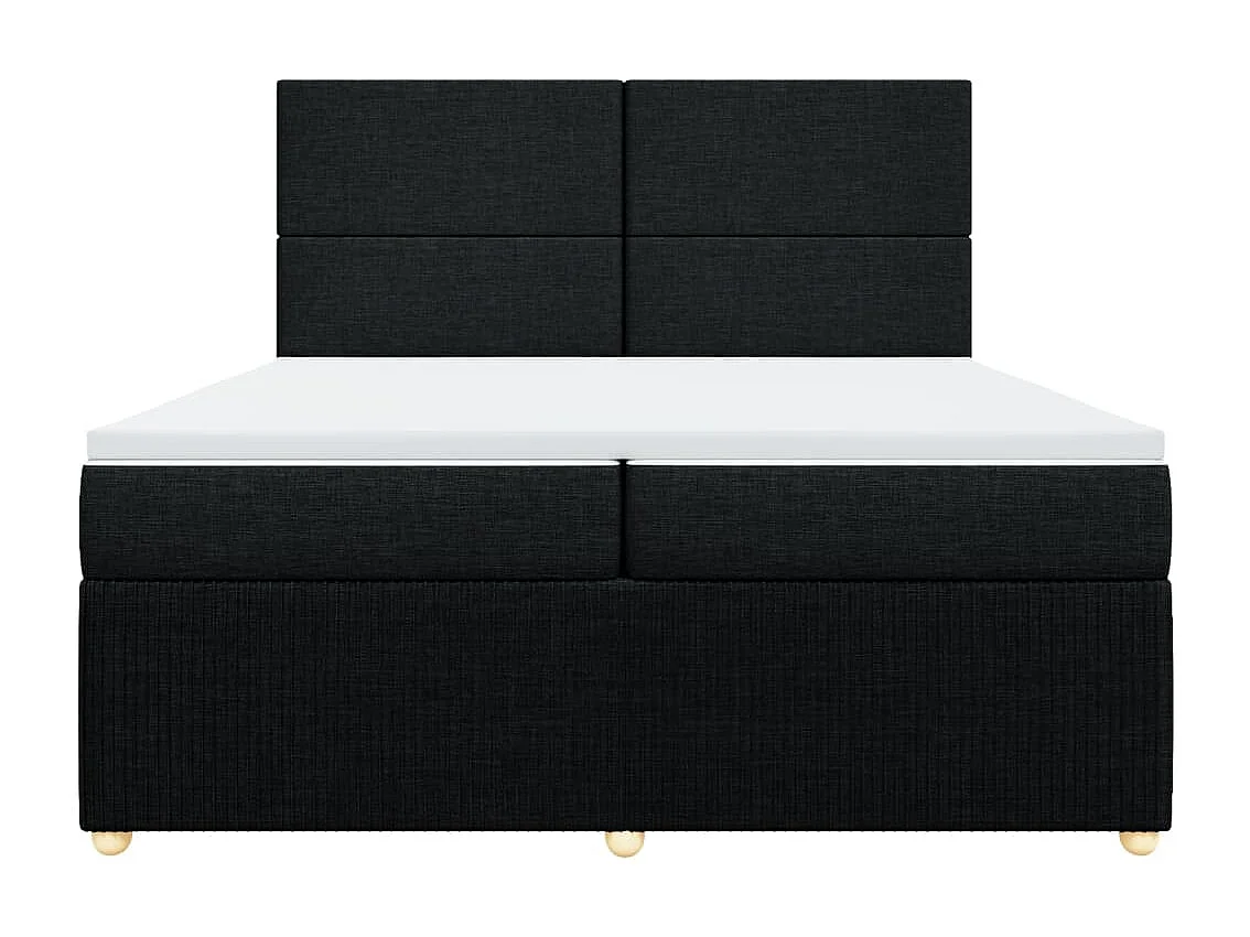 Sommier à lattes de lit avec matelas Noir 200x200 cm Tissu