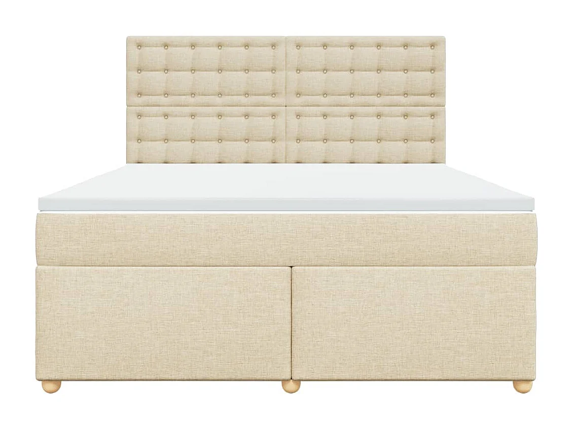 Cama box spring con colchón tela color crema 180x200 cm